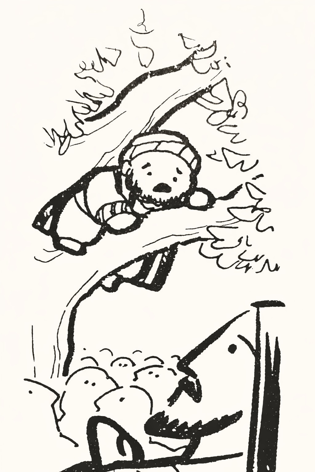 木の上から見下ろす人の絵